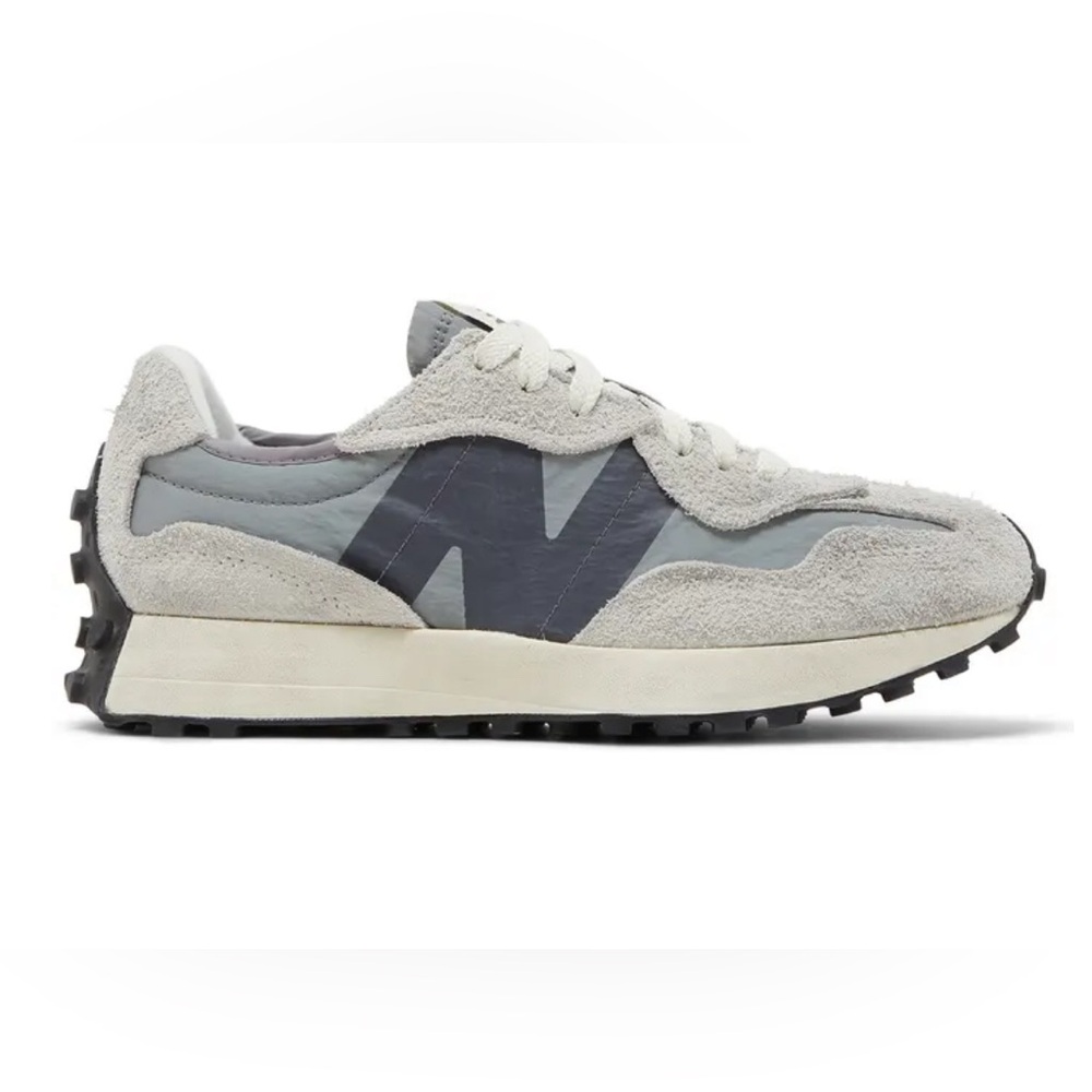 New Balance 327 Gray Matter Suede Nylon Tennis Shoes